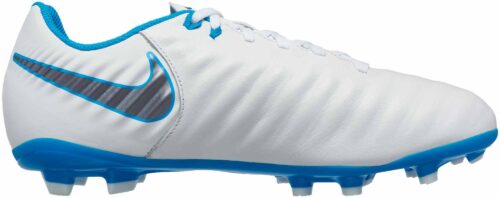 Nike Tiempo Legend VII Academy FG – Youth – White/Metallic Cool Grey/Blue Hero