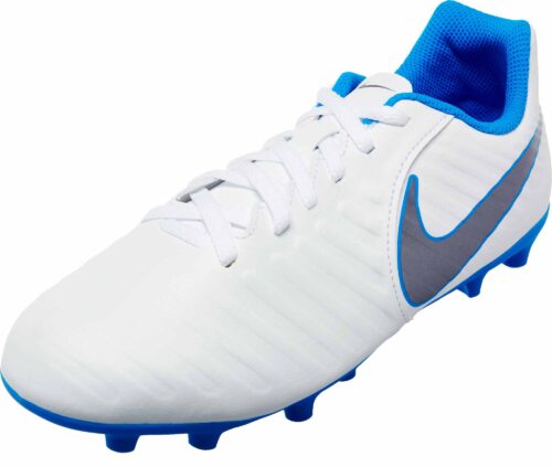 Nike Tiempo Legend 7 Club FG – Youth – White/Metallic Cool Grey/Blue Hero