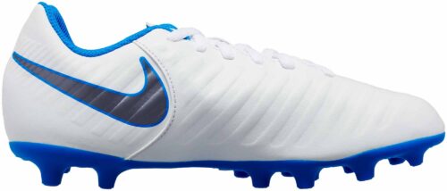 Nike Tiempo Legend 7 Club FG – Youth – White/Metallic Cool Grey/Blue Hero