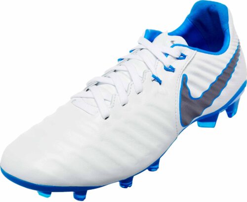 Nike Tiempo Legend VII Elite FG – Youth – White/Metallic Cool Grey/Blue Hero