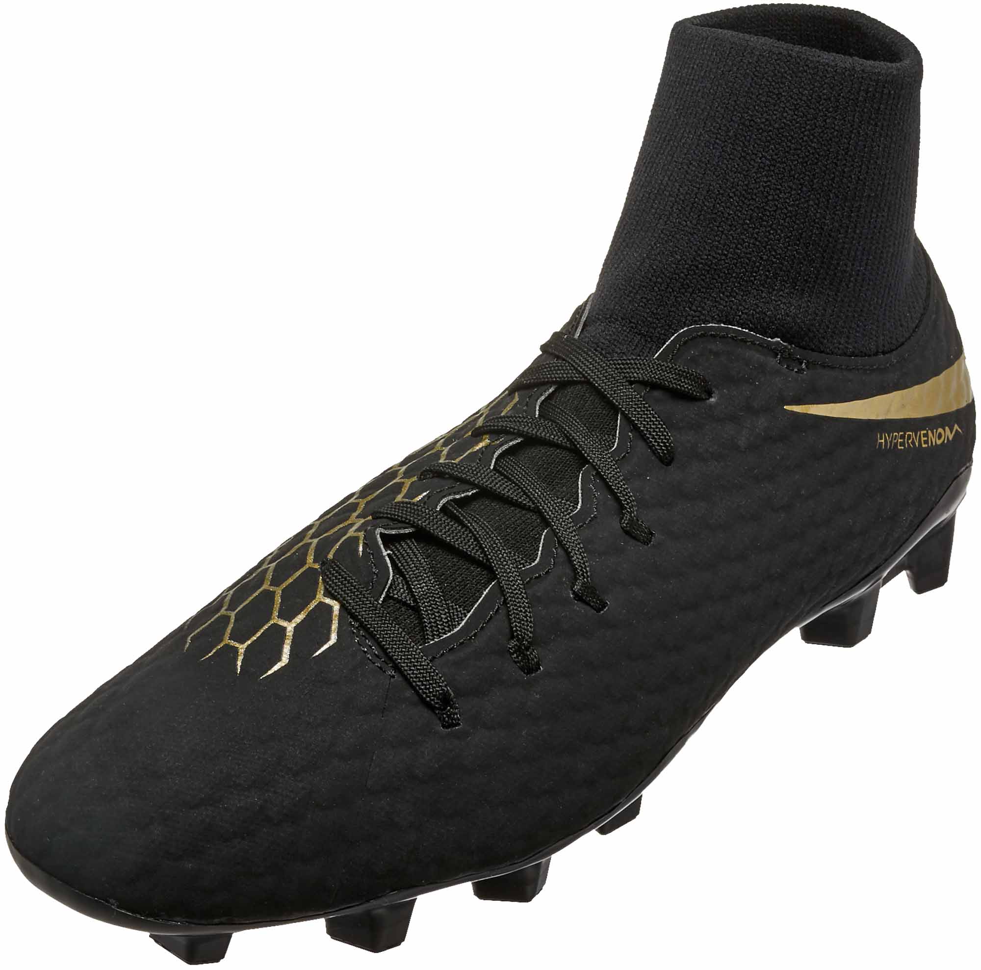 Nike Hypervenom Phantom III Academy DF FG - Black/Metallic Vivid Gold - SoccerPro