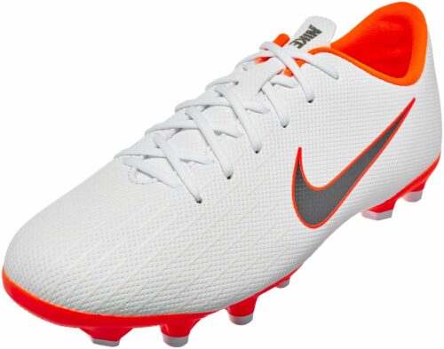 Nike Mercurial Vapor 12 Academy MG – Youth – White/Metallic Cool Grey/Total Orange