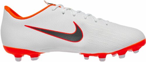 Nike Mercurial Vapor 12 Academy MG – Youth – White/Metallic Cool Grey/Total Orange