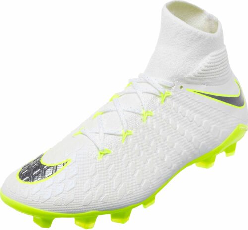 Nike Kids Hypervenom Phantom III Elite DF FG – White/Metallic Cool Grey
