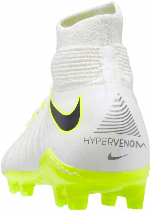 Nike Kids Hypervenom Phantom III Elite DF FG – White/Metallic Cool Grey