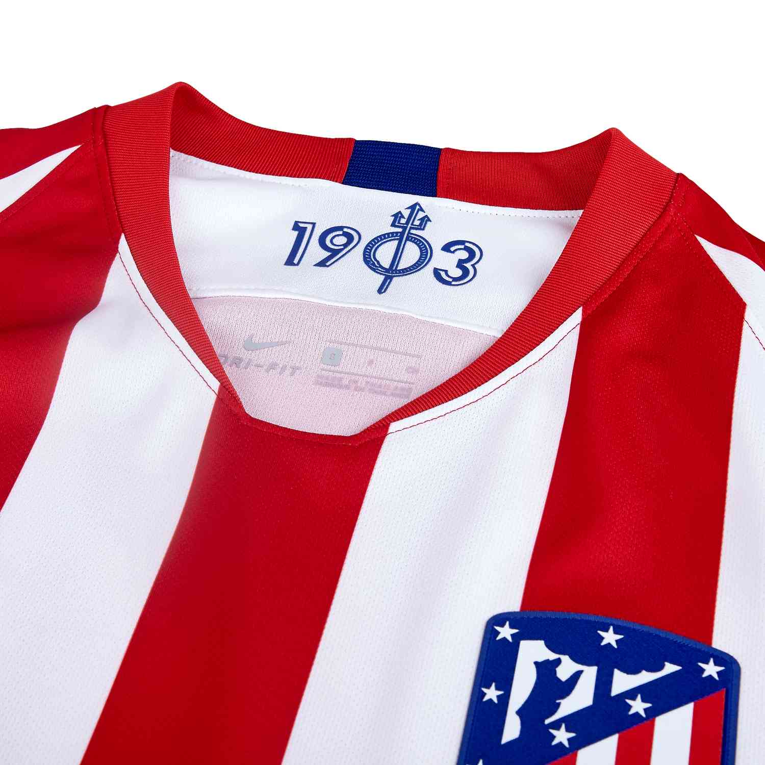 Nike Atletico Madrid Memphis Depay Home Jersey w/ La Liga Patch 22/23  (White/Red/Deep Royal Blue)