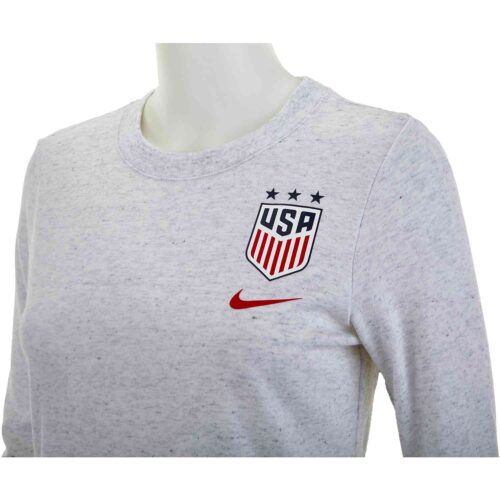 Womens Nike USWNT L/S Travel Tee - Birch Heather - SoccerPro