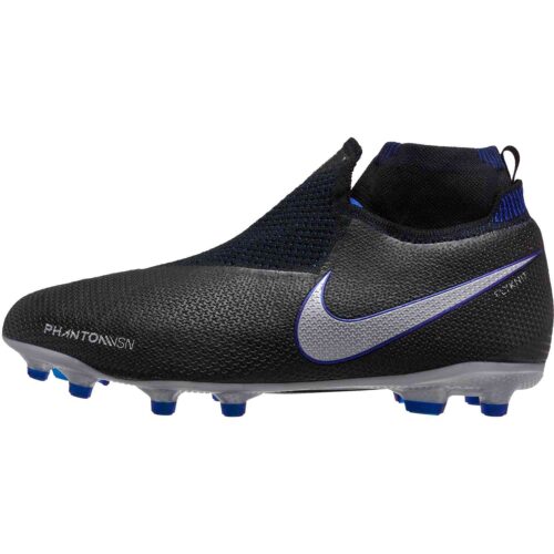 Nike Phantom Vision Elite MG – Youth – Black/Metallic Silver/Racer Blue