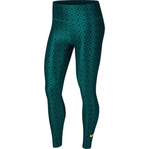 Womens Nike Brazil 7/8 Power Tights – Teal Charge/Midwest Gold