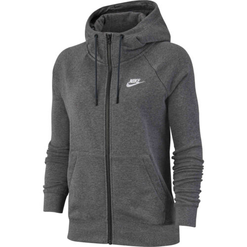 Womens Nike Essential Fleece Full-zip Hoodie – Dark Grey Heather