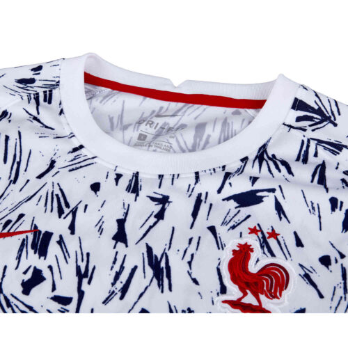 Nike France Pre-Match Top – White & Blackened Blue with University Red