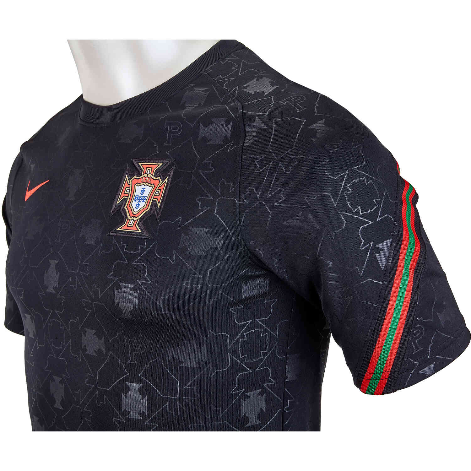 Kids Nike Portugal PreMatch Top Black & Challenge Red SoccerPro