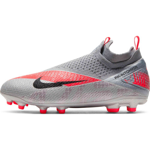 Kids Nike Phantom Vision 2 Elite FG – Metallic Bomber Gray & Black with Particle Grey