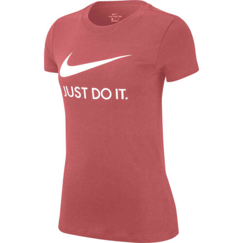 Womens Nike “Just Do It” Slim Fit Tee – Light Redwood