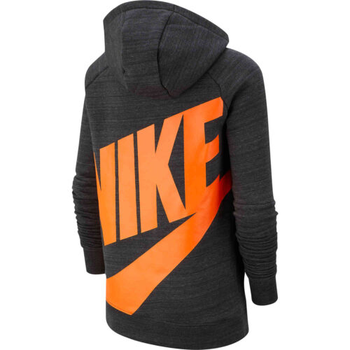 Kids Nike Chelsea Pullover Fleece Hoodie – Anthracite/Dark Grey/Rush Orange