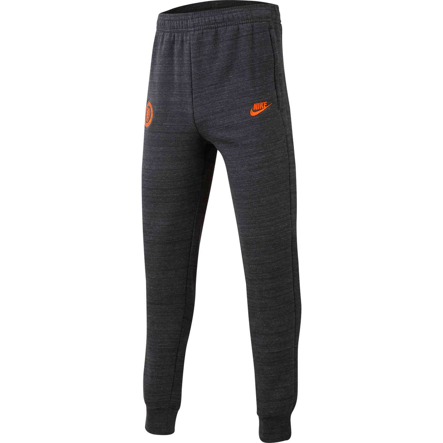 Kids Nike Chelsea Fleece Training Pants - Anthracite/Dark Grey/Rush Orange  - SoccerPro
