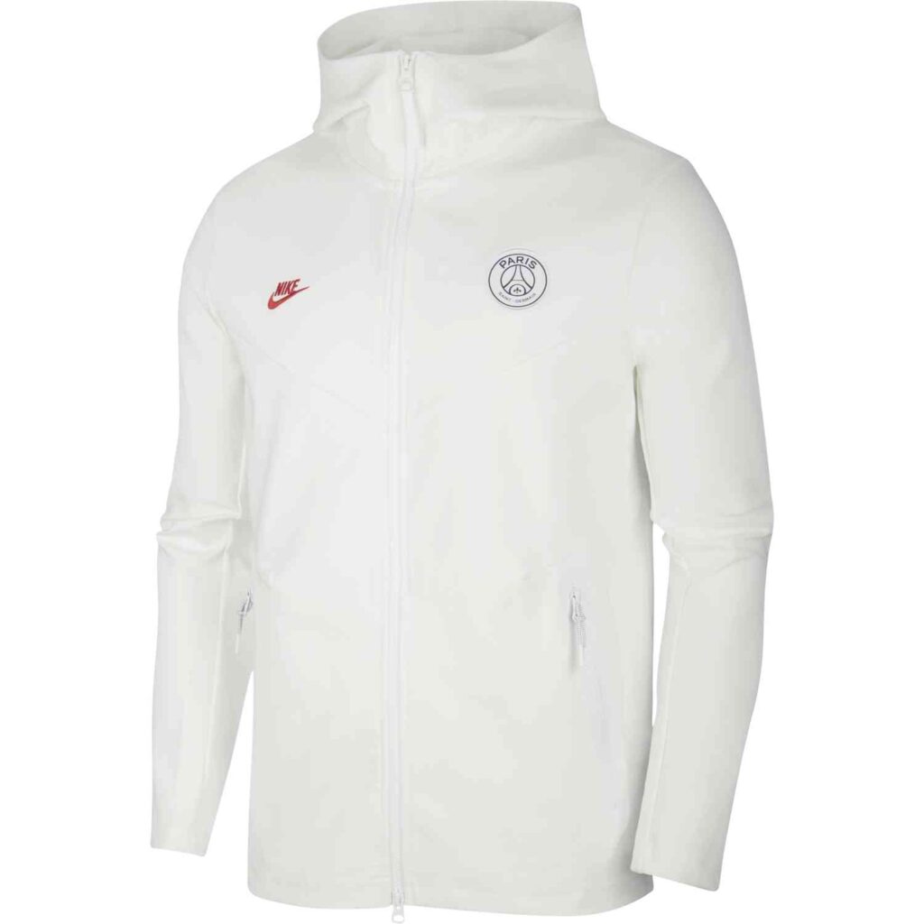 Nike PSG Tech Pack Full-zip Hoodie - White/University Red - SoccerPro