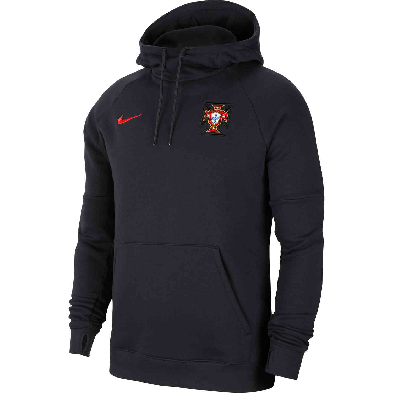 Nike Portugal Pullover Fleece Hoodie - Black & Sport Red - SoccerPro