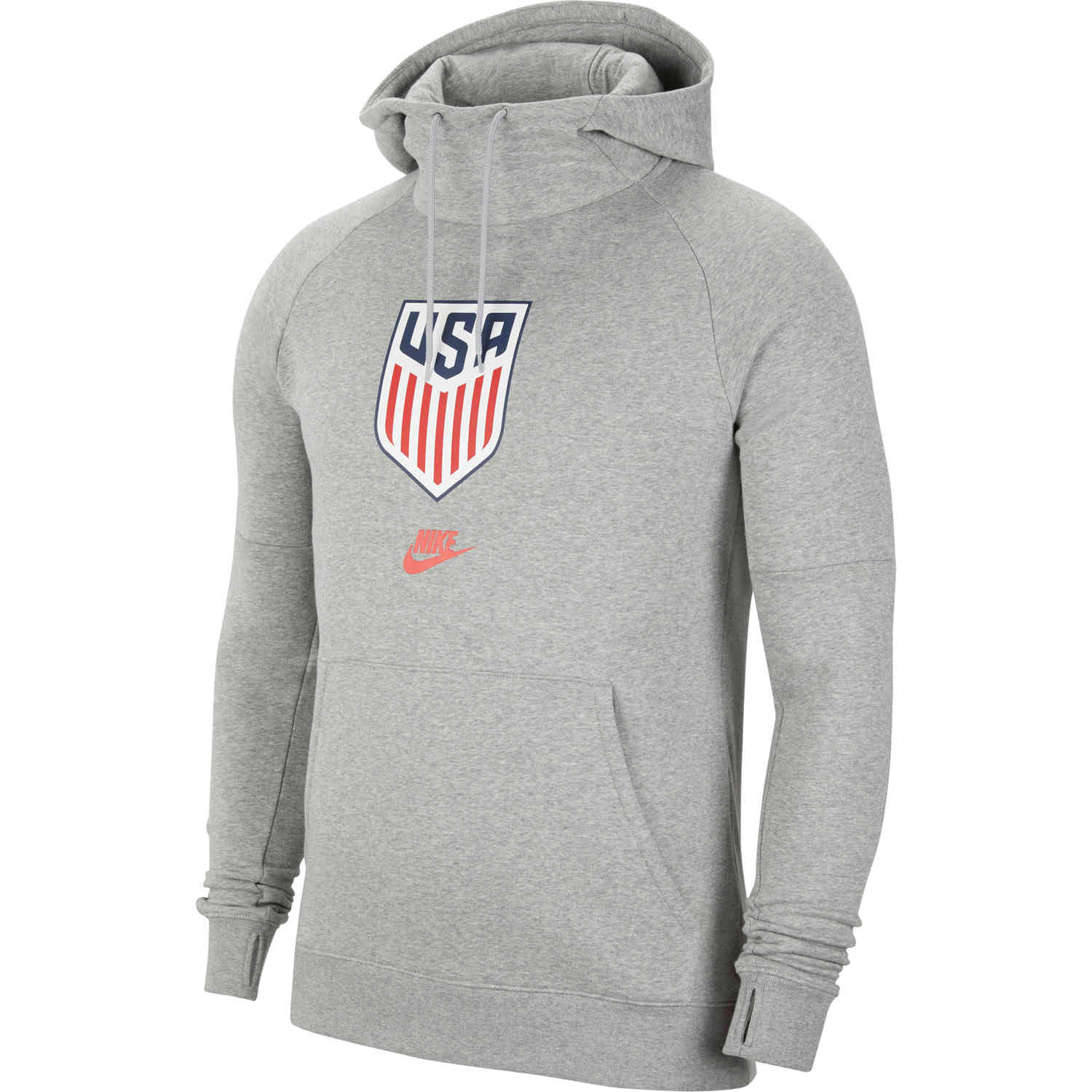 Nike USA Fleece Hoodie Grey Heather/Speed Red - SoccerPro