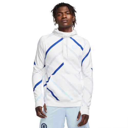 Nike Chelsea Lifesytle Fleece Pullover Hoodie – White/Cobalt Tint