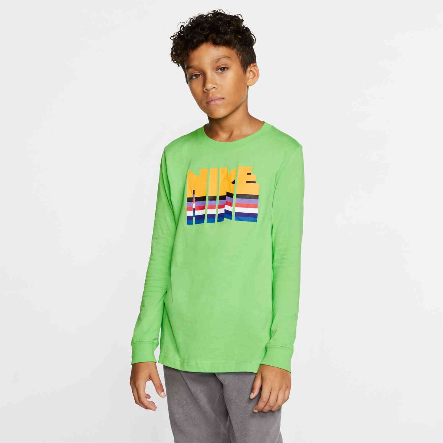 Kids Nike Babyteeth L/S Tee - Green Nebula - SoccerPro