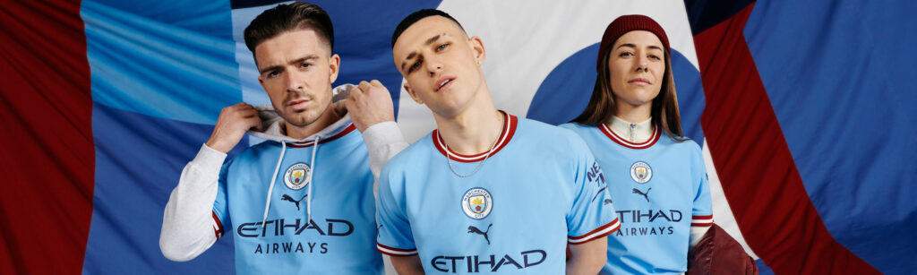 Manchester City home jerseys by PUMA
