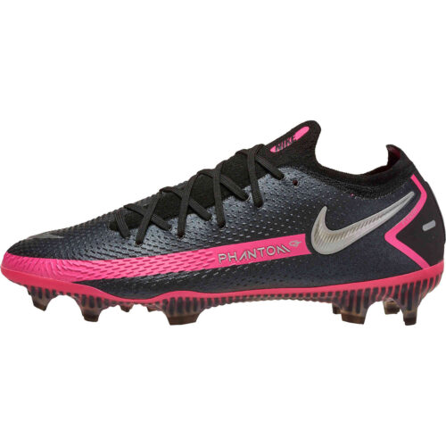 Nike Phantom GT Elite FG – Black & Metallic Silver with Pink Blast