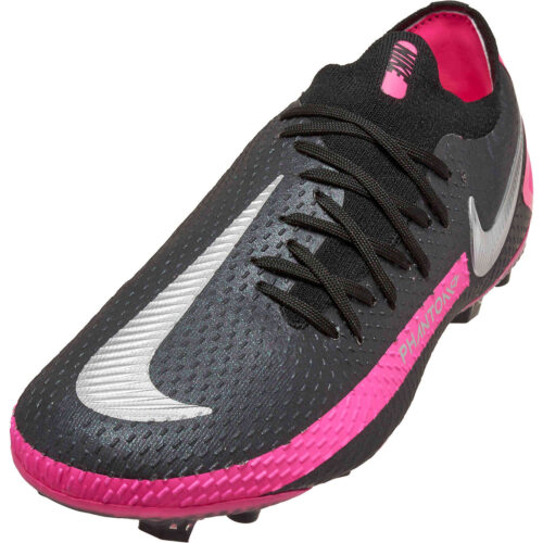 Kids Nike Phantom GT Elite FG – Black & Metallic Silver with Pink Blast