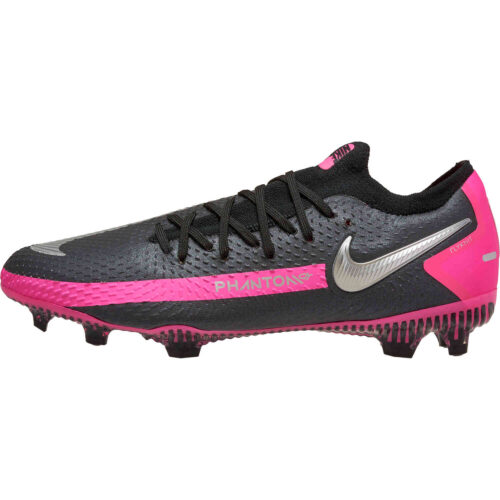 Kids Nike Phantom GT Elite FG – Black & Metallic Silver with Pink Blast