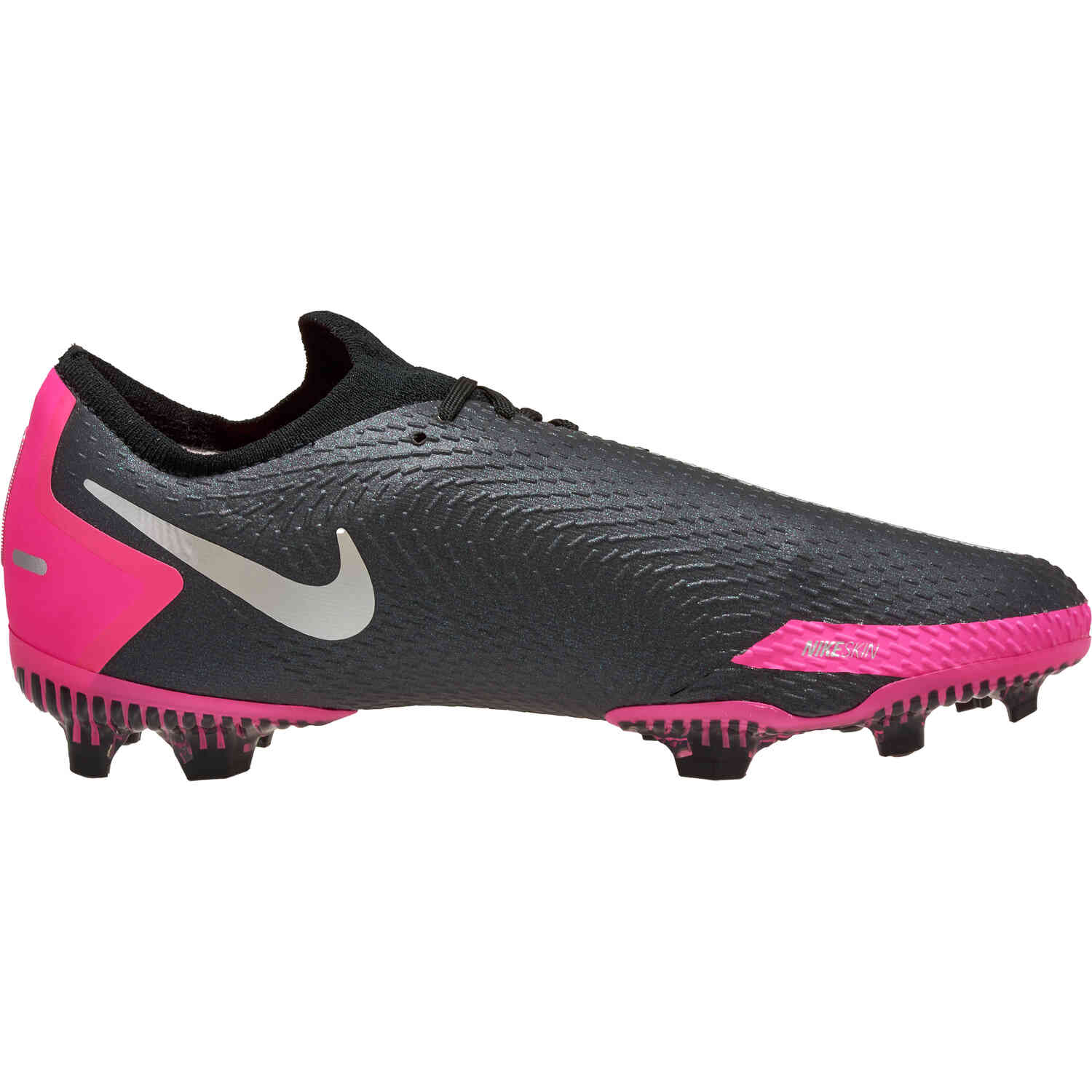 Kids Nike Phantom GT Elite FG - Black & Metallic Silver with Pink Blast ...