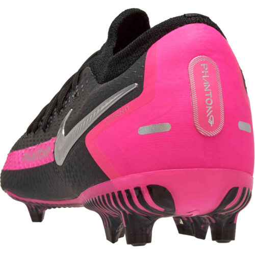 Kids Nike Phantom GT Elite FG – Black & Metallic Silver with Pink Blast