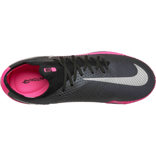 Kids Nike Phantom GT Elite FG – Black & Metallic Silver with Pink Blast
