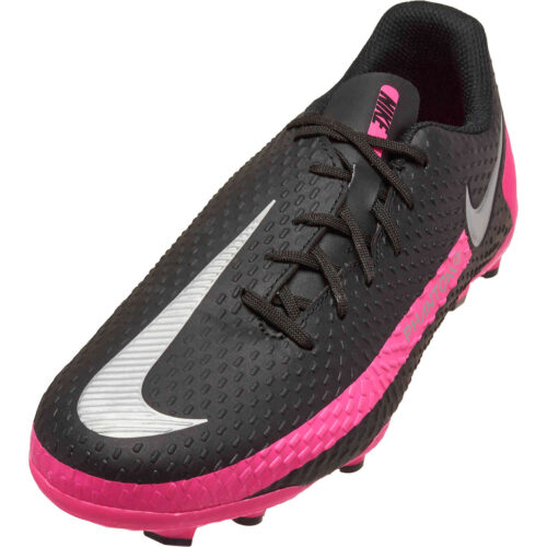 Kids Nike Phantom GT Academy FG – Black & Metallic Silver with Pink Blast