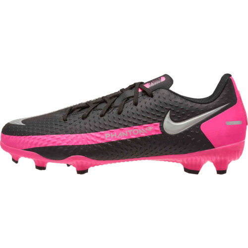 Kids Nike Phantom GT Academy FG – Black & Metallic Silver with Pink Blast
