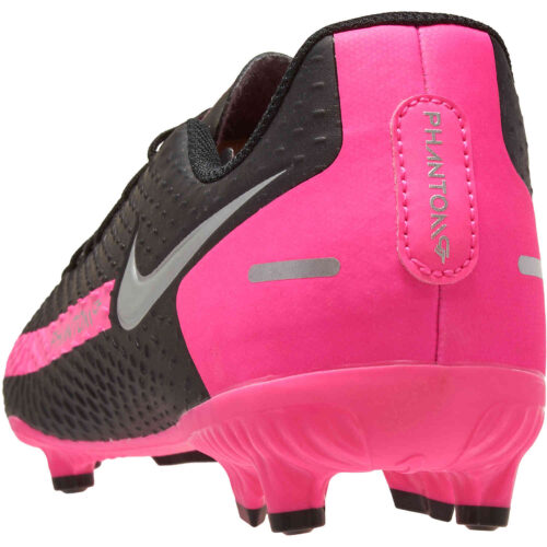 Kids Nike Phantom GT Academy FG – Black & Metallic Silver with Pink Blast