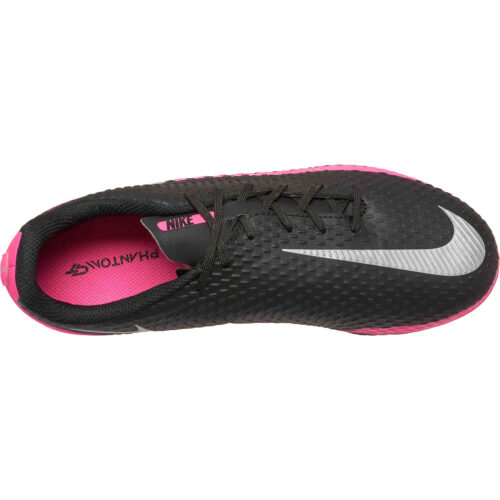 Kids Nike Phantom GT Academy FG – Black & Metallic Silver with Pink Blast