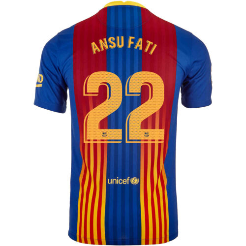 2020/21 Kids Nike Ansu Fati Barcelona El Clasico Jersey