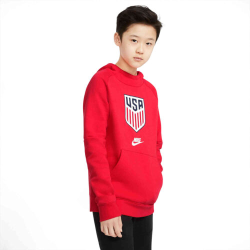 Kids Nike USA Fleece Hoodie – Speed Red/White