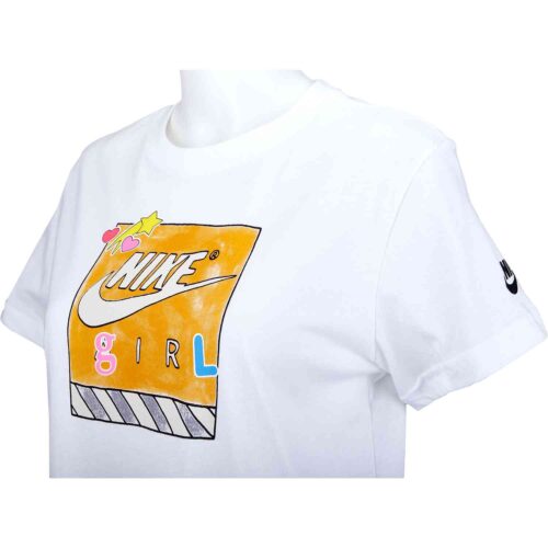 Girls Nike “Nike Girl” Droptail Tee – White/Black