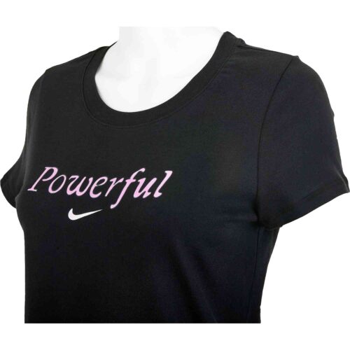 Girls Nike “Powerful” Scoop Tee – Black/Pink Foam