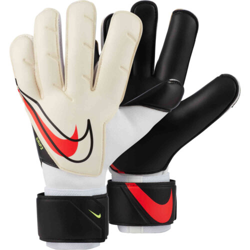 Nike Grip3 Goalkeeper Gloves – White & Black with Bright Crimson