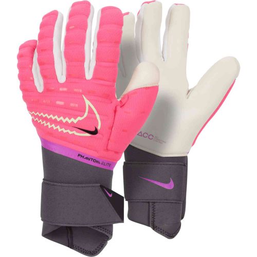 Nike Phantom Elite Goalkeeper Gloves – Hyper Pink & Iron Grey with Barely Volt