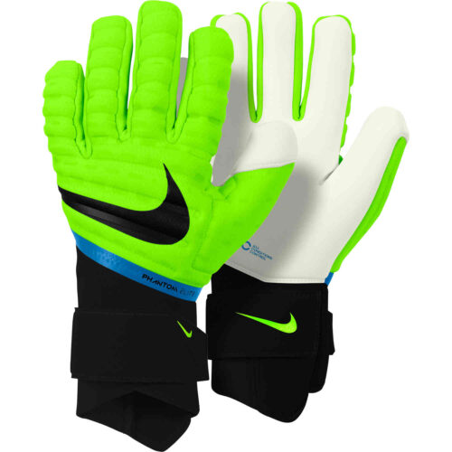 Nike Phantom Elite Goalkeeper Gloves – Volt & White with Blackened Blue
