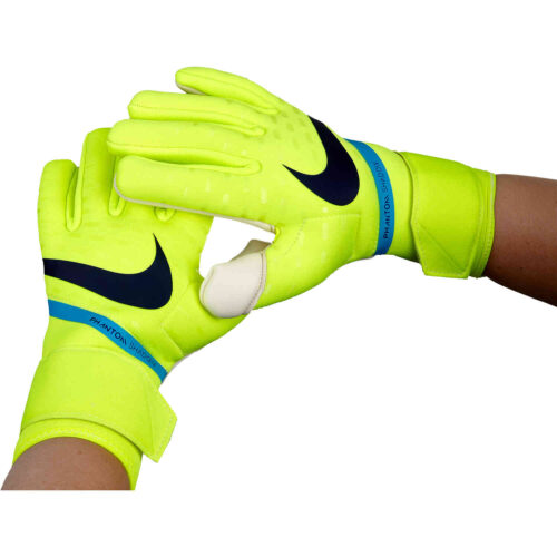 Nike Phantom Shadow Goalkeeper Gloves – Volt & White with Blackened Blue