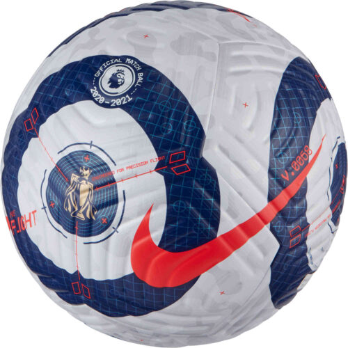 Nike Premier League Flight Official Match Soccer Ball – White & Blue with Laser Crimson