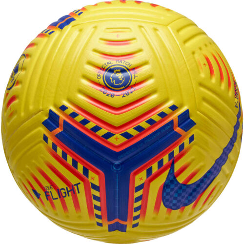 Nike Hi-vis Premier League Flight Official Match Soccer Ball – Yellow & Laser Crimson with Purple