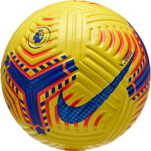 Nike Hi-vis Premier League Flight Official Match Soccer Ball – Yellow & Laser Crimson with Purple