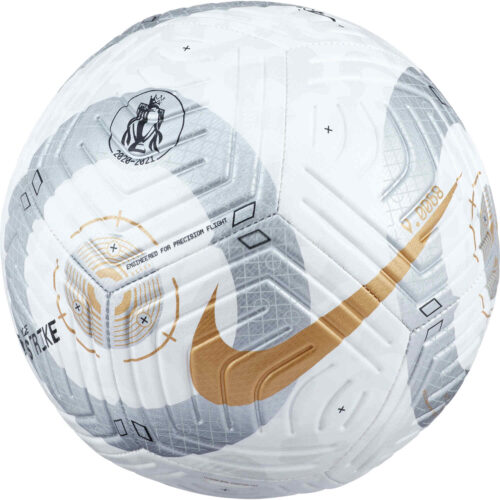 Nike Premier League Strike Soccer Ball – White & Silver with Gold