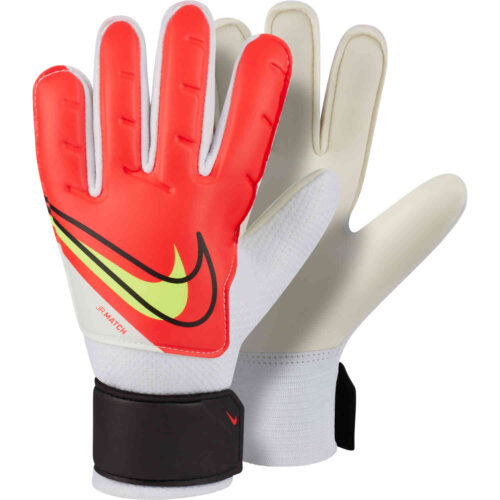 Kids Nike Match Goalkeeper Gloves – Bright Crimson & Black with Volt