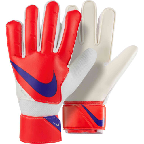 Nike Match Goalkeeper Gloves – Bright Crimson & Platinum Tint with Indigo Burst